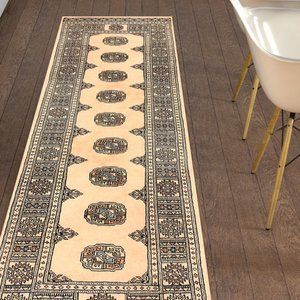 Pakistani Wool Bokhara Oriental Rug Antique White